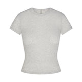 SHEER RIB T-SHIRT | LIGHT HEATHER GREY