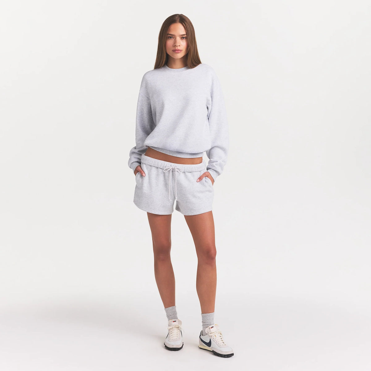 COTTON FLEECE CREWNECK | LIGHT HEATHER GREY