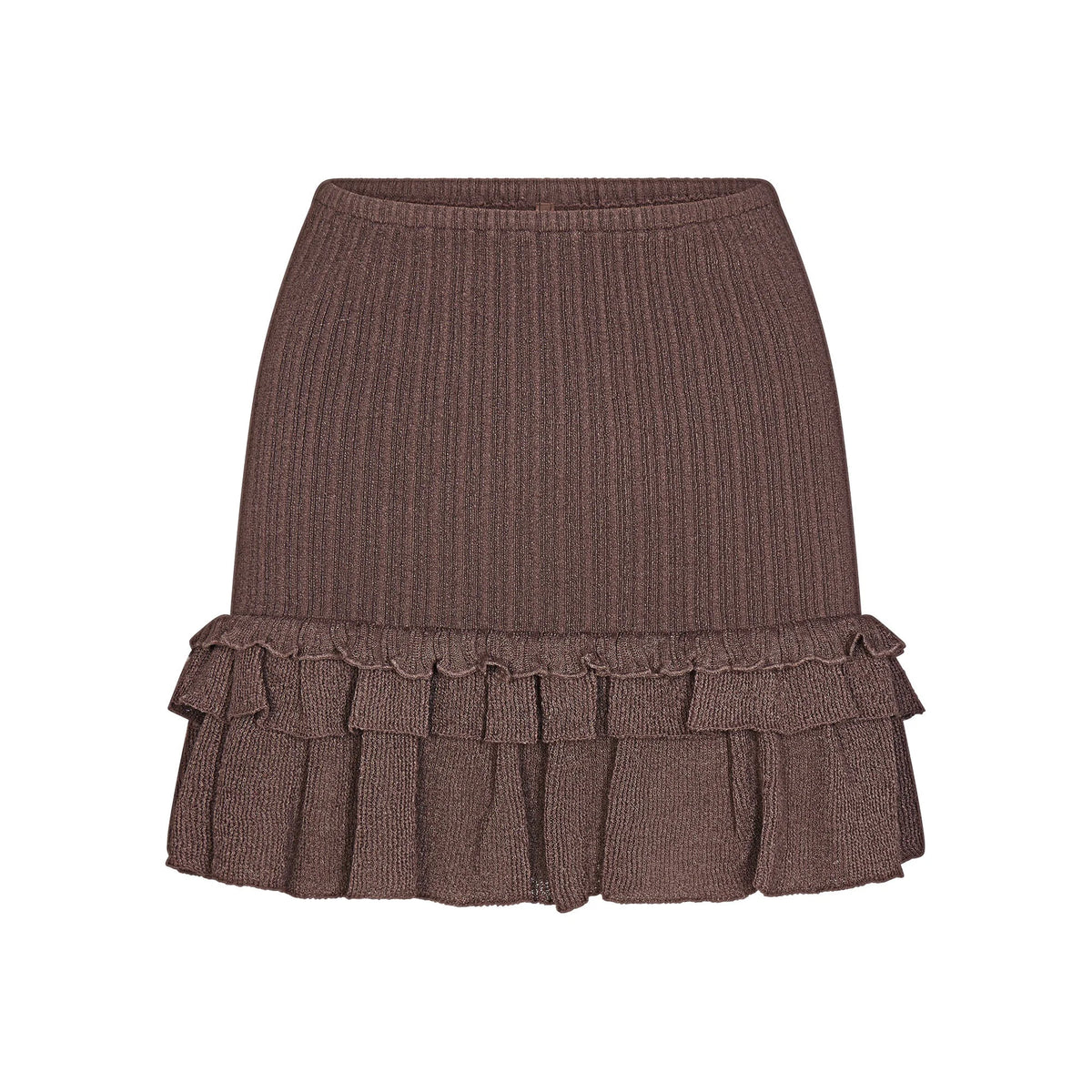SHEER KNIT RUFFLE MINI SKIRT | AMETHYST