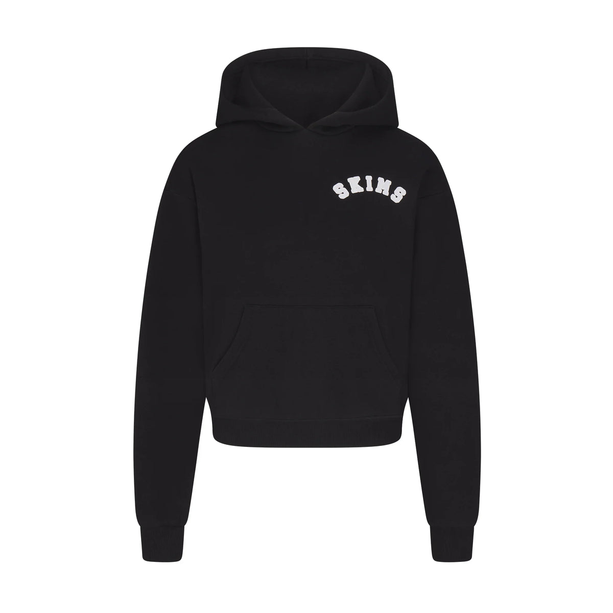 COTTON FLEECE HOODIE | ONYX SNOW ARCHED SKIMS LOGO