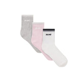 SKIMS SOCKS RIBBED QUARTER CREW LOGO SOCK 3-PACK | CHERRY BLOSSOM MULTI