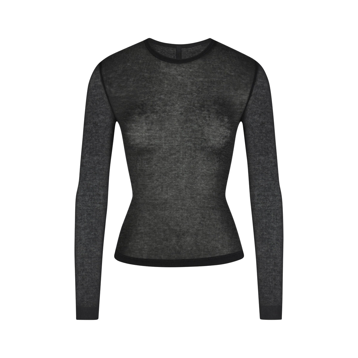 SHEER RIB LONG SLEEVE TOP | SOOT