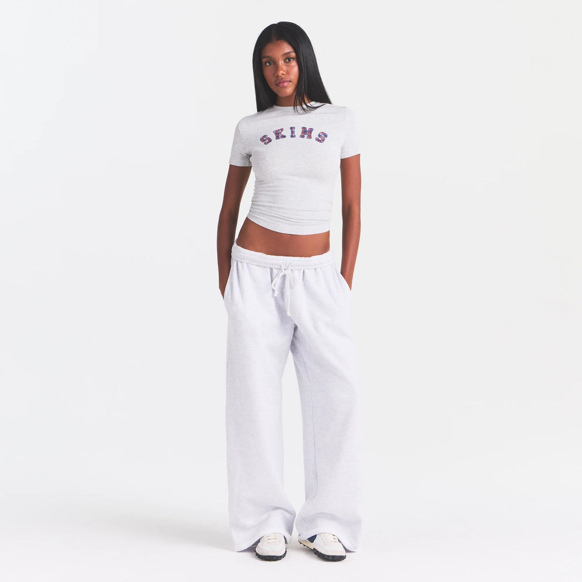 COTTON FLEECE OVERSIZED STRAIGHT LEG PANT | LIGHT HEATHER GREY