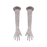 SILK FEATHER TRIM GLOVES | MIRROR