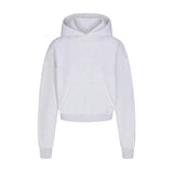 COTTON FLEECE CROPPED HOODIE WITH EMBOSSED LOGO | LIGHT HEATHER GREY
