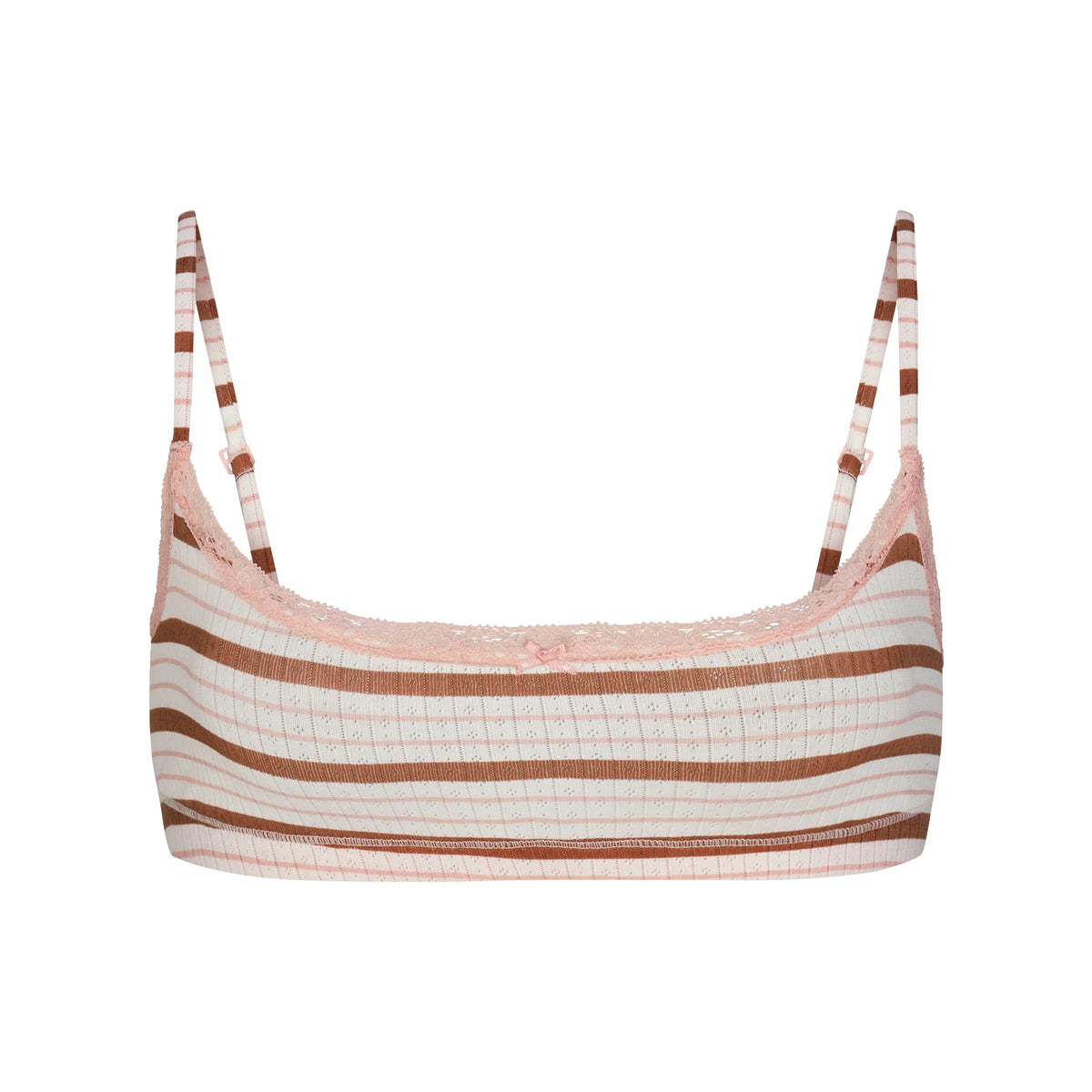 LIGHTWEIGHT COTTON POINTELLE SCOOP BRALETTE | VILLA EGRET RUNWAY STRIPE