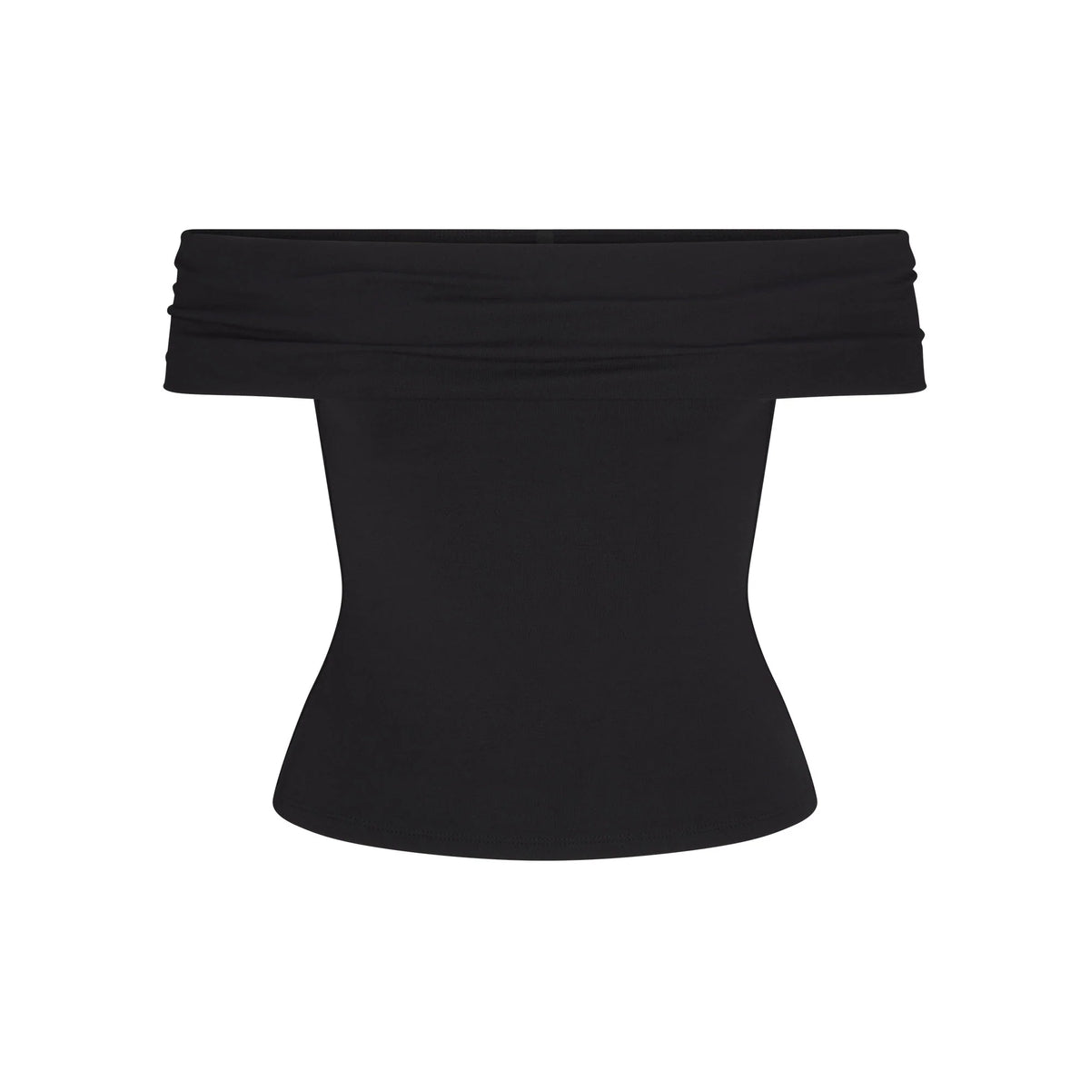 SMOOTH LAYERS ASYMMETRICAL OFF THE SHOULDER TOP | OBSIDIAN
