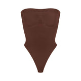 SEAMLESS SCULPT STRAPLESS THONG BODYSUIT | COCOA