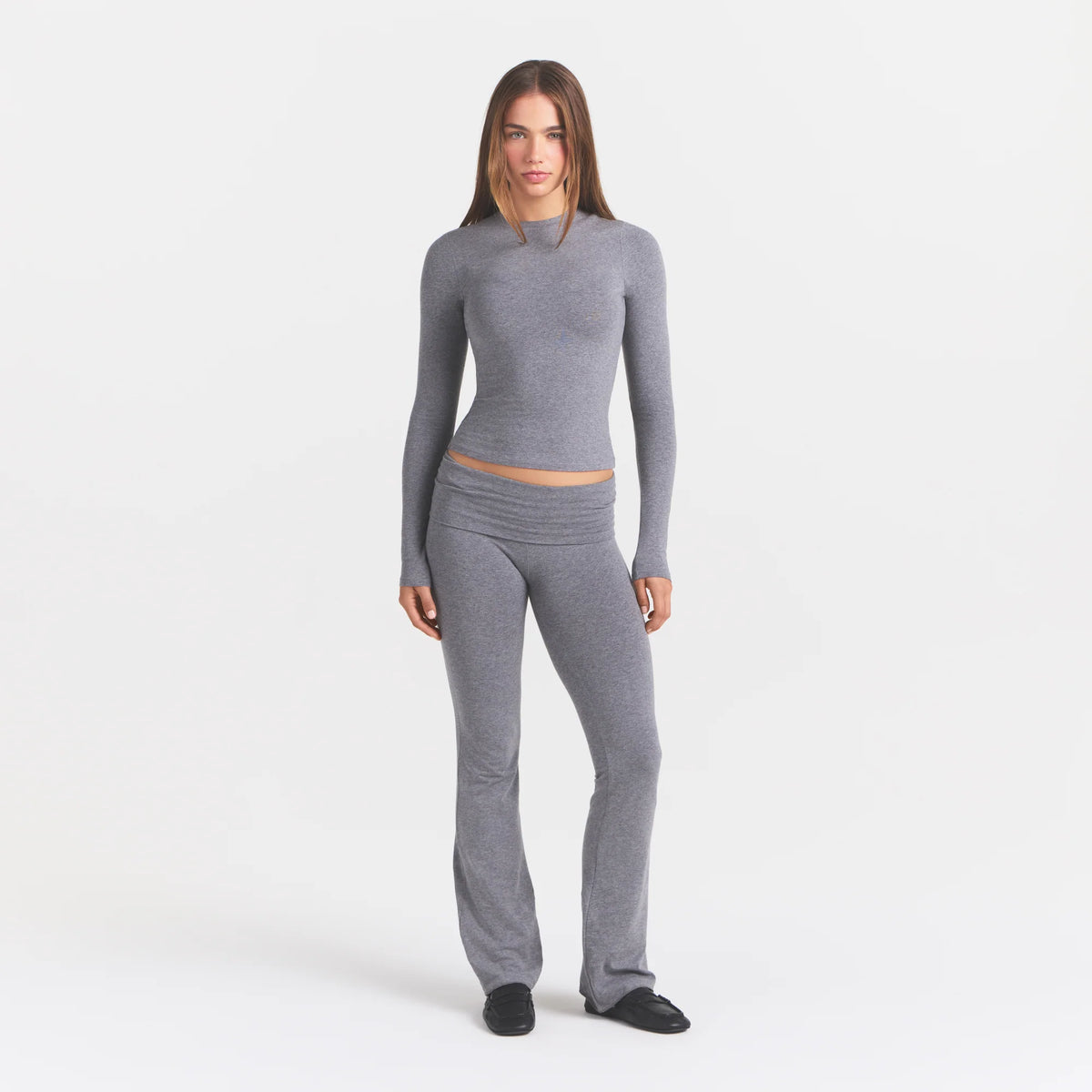 COTTON JERSEY FOLDOVER PANT | DARK HEATHER GREY