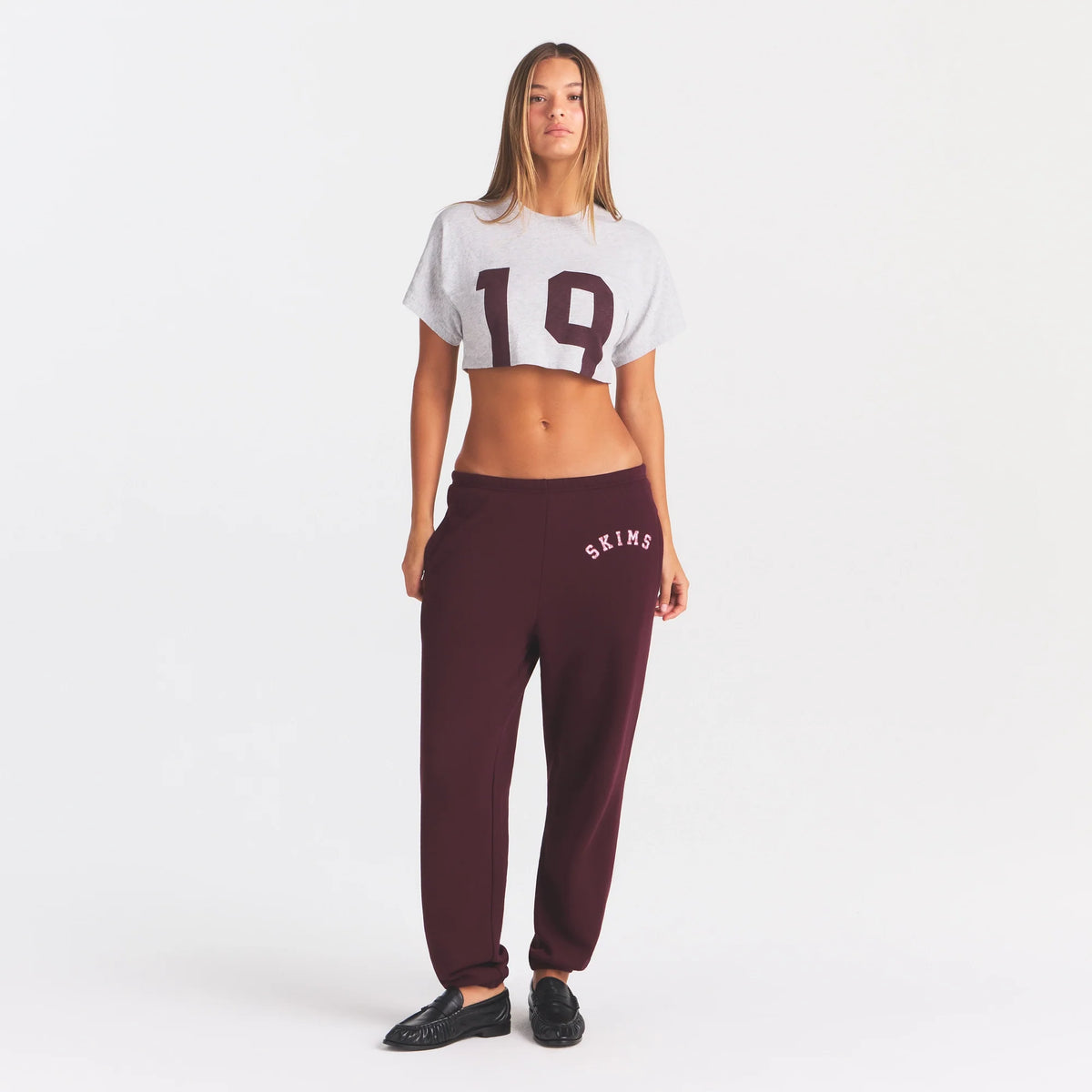 COTTON FLEECE JOGGER | CURRANT ARCHED SKIMS PLAID