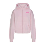 COTTON FLEECE ZIP UP HOODIE WITH EMBOSSED LOGO | CHERRY BLOSSOM