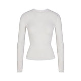 SHEER RIB LONG SLEEVE TOP | SNOW