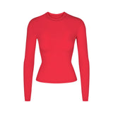COTTON JERSEY LONG SLEEVE T-SHIRT | RED