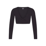 NikeSKIMS MATTE WRAP LONG SLEEVE CROPPED TOP | OBSIDIAN