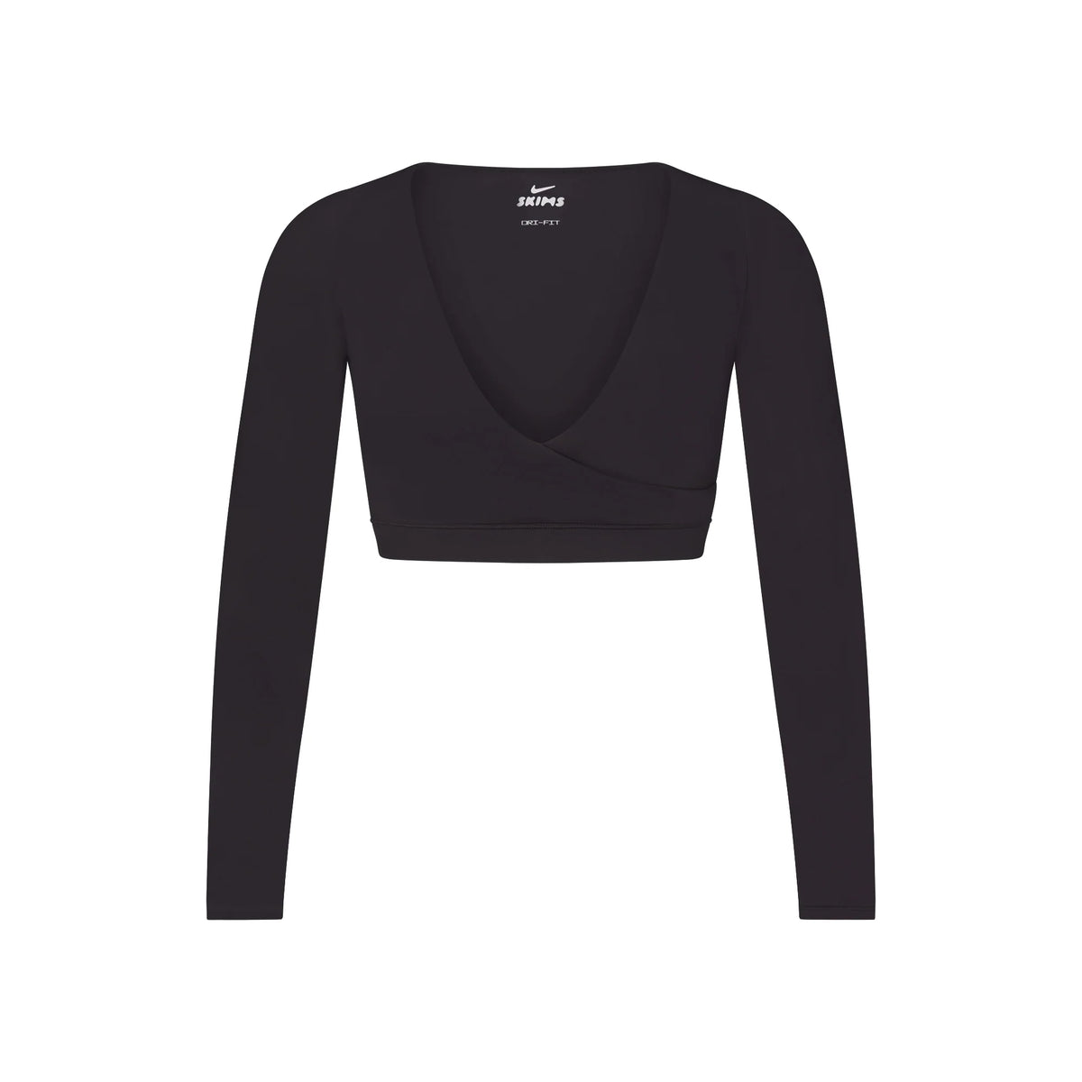NikeSKIMS MATTE WRAP LONG SLEEVE CROPPED TOP | OBSIDIAN