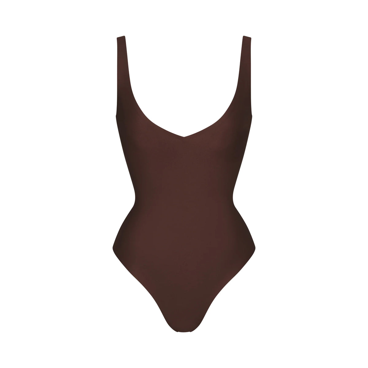 SKIMS BODY UNLINED PLUNGE THONG BODYSUIT | COCOA