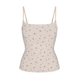 COTTON JERSEY CAMI | OATMEAL HEATHER HOLLY PRINT
