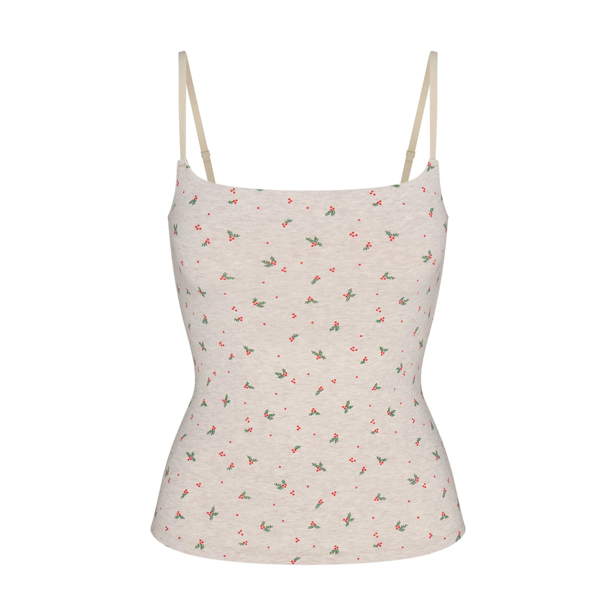 COTTON JERSEY CAMI | OATMEAL HEATHER HOLLY PRINT