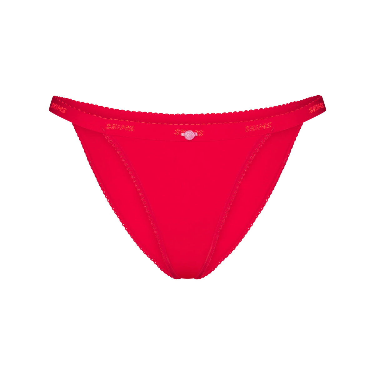 LIGHTWEIGHT COTTON LOGO PICOT STRING BIKINI | RUBY TONAL