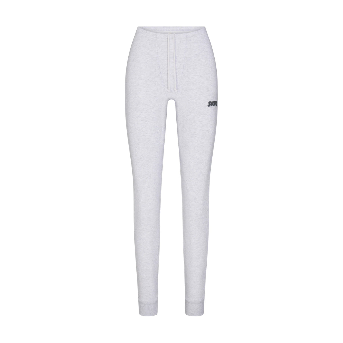 COTTON FLEECE LEGGING WITH EMBOSSED LOGO | LIGHT HEATHER GREY
