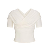 COTTON JERSEY WRAP TOP | MARBLE