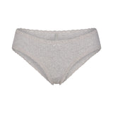 LIGHTWEIGHT COTTON POINTELLE LACE BRIEF | LIGHT HEATHER GREY