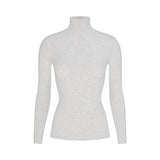 COTTON JERSEY TURTLENECK LONG SLEEVE | LIGHT HEATHER GREY
