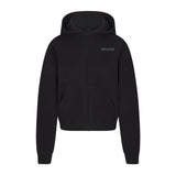 COTTON FLEECE ZIP UP HOODIE WITH EMBOSSED LOGO | ONYX