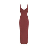 SMOOTH LAYERS SCOOP NECK LONG DRESS | HENNA