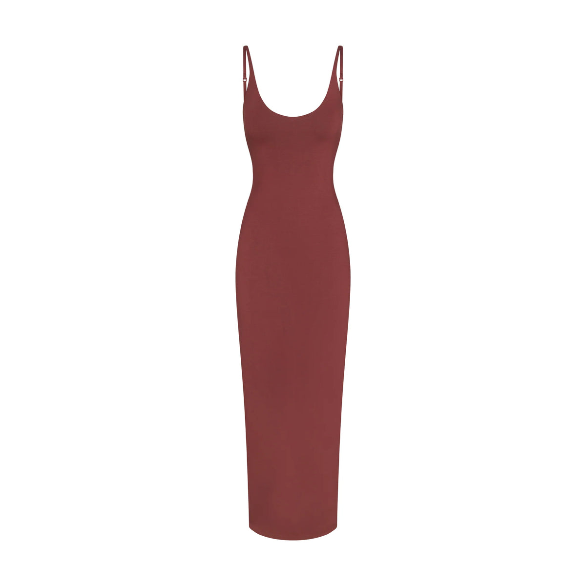 SMOOTH LAYERS SCOOP NECK LONG DRESS | HENNA