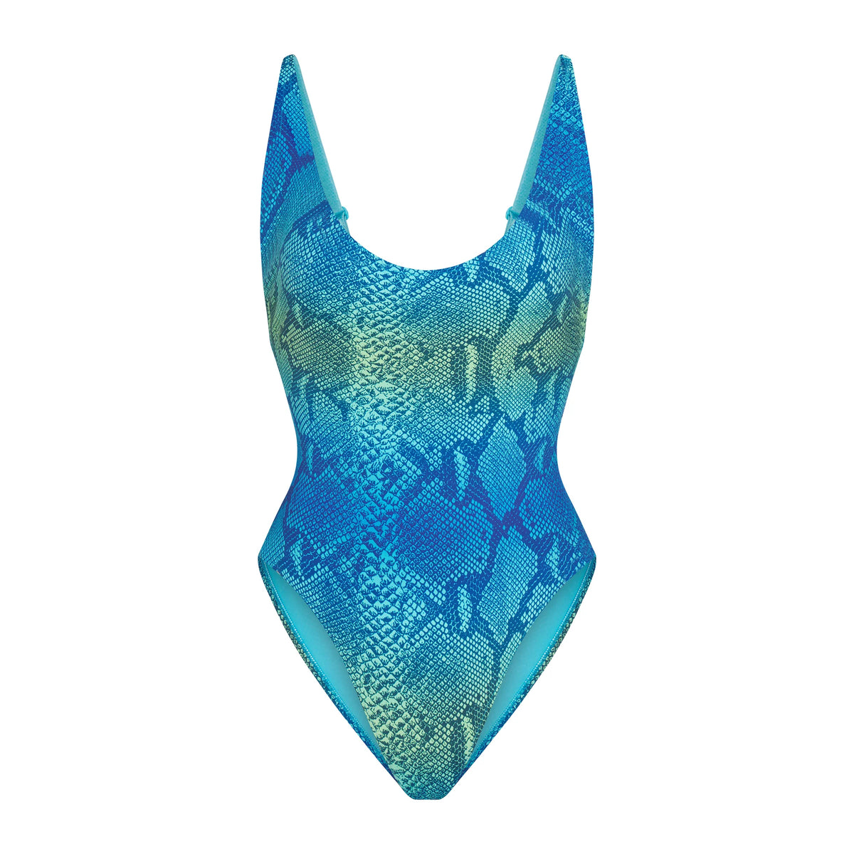 SIGNATURE SWIM SCOOP NECK ONE PIECE | AQUA OMBRE SNAKE