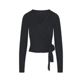 ESSENTIAL KNIT WRAP SWEATER | ONYX