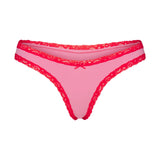LIGHTWEIGHT COTTON LACE THONG | CARNATION CONTRAST