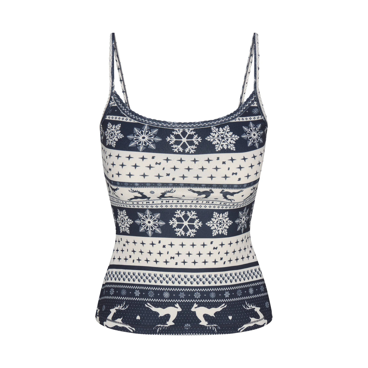 LOGO PLUSH POINTELLE CAMI | NAVY DEER FAIR ISLE