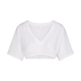 WORN IN JERSEY SUPER CROPPED V-NECK T-SHIRT | SNOW