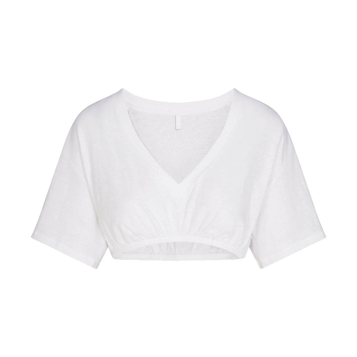 WORN IN JERSEY SUPER CROPPED V-NECK T-SHIRT | SNOW