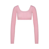 WOOL RIB LONG SLEEVE SUPER CROPPED TOP | HALITE