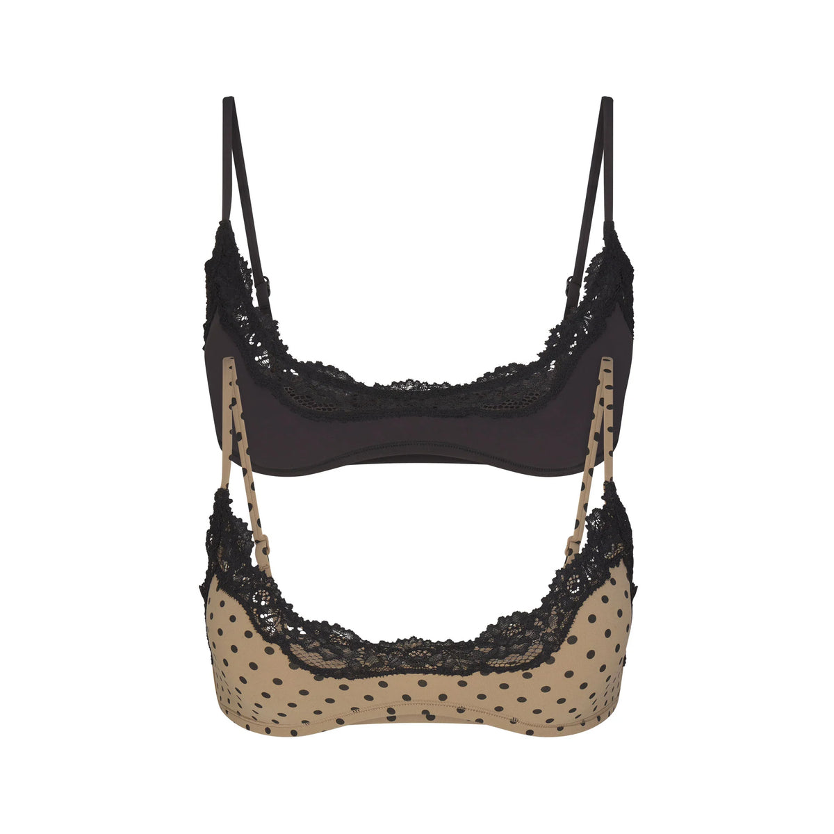 FITS EVERYBODY LACE SCOOP BRALETTE 2-PACK | MINI POLKA DOT AND ONYX