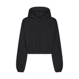 WOVEN COTTON CROPPED ZIP UP JACKET | ONYX
