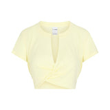 NikeSKIMS PERFORMANCE COTTON BLEND SHORT SLEEVE V-NECK CROP TOP | BICYCLE YELLOW
