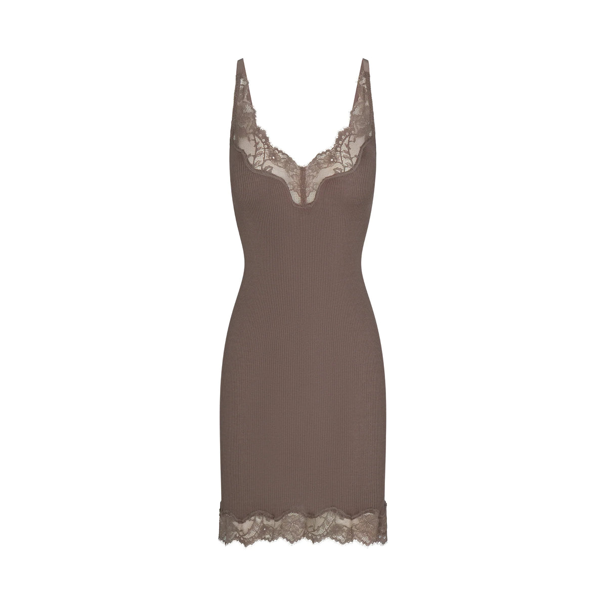 RIB KNIT LACE MINI DRESS | AMETHYST
