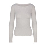SHEER MODAL LONG SLEEVE BOATNECK TOP | HEATHER GREY