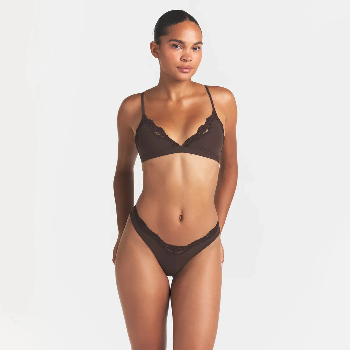 FITS EVERYBODY LACE DIPPED THONG | ESPRESSO