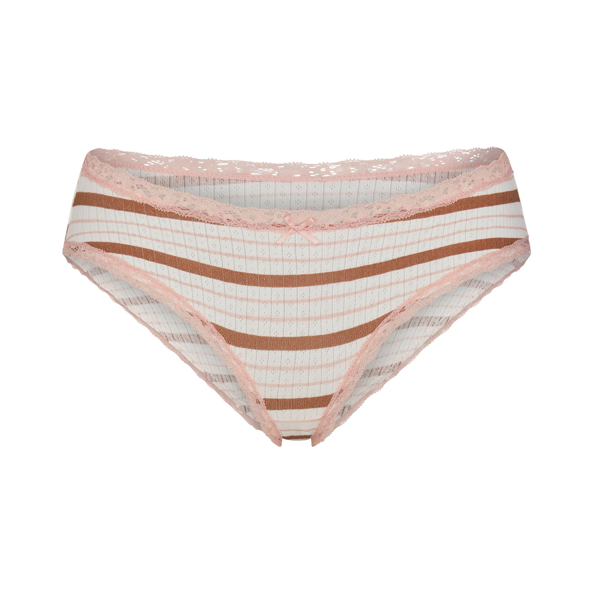 LIGHTWEIGHT COTTON POINTELLE LACE BRIEF | VILLA EGRET RUNWAY STRIPE