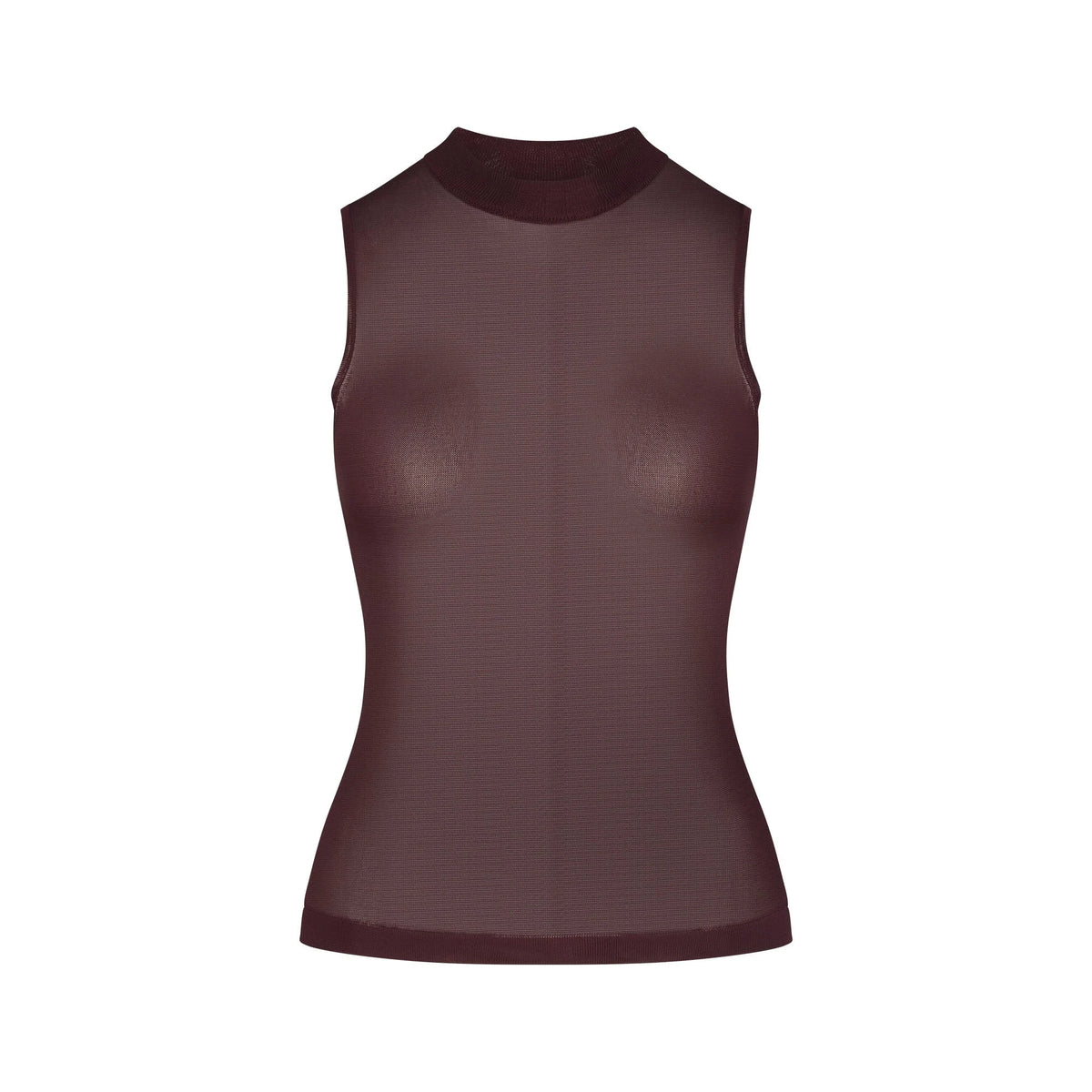SLINKY KNIT MOCK NECK TANK | CURRANT