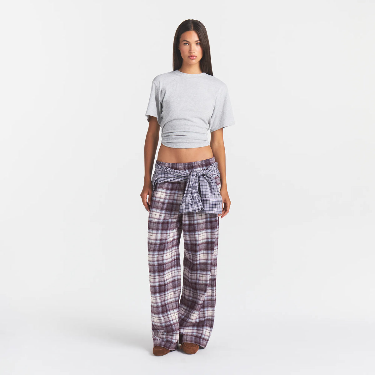 FLANNEL SLEEP OVERSIZED PANT | IRIS MICA PLAID
