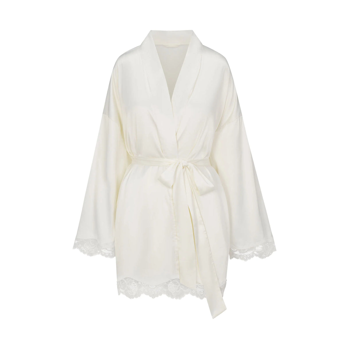 WOVEN SHINE LACE ROBE | IVORY