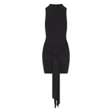 CUPRO JERSEY WRAP MINI DRESS | OBSIDIAN