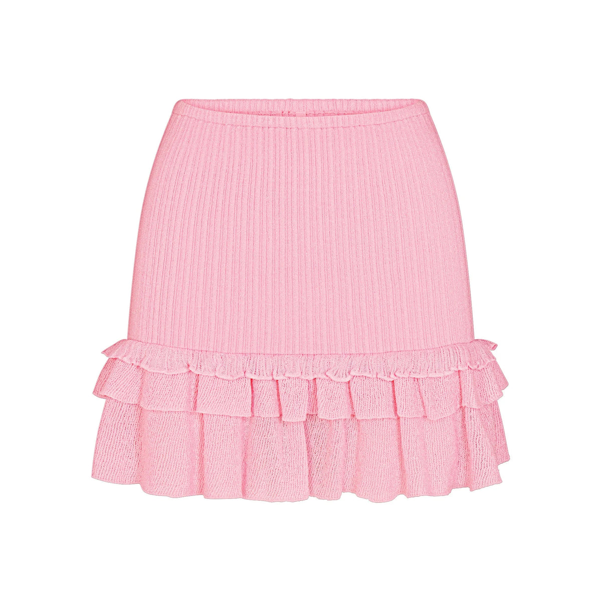 SHEER KNIT RUFFLE MINI SKIRT | PEONY