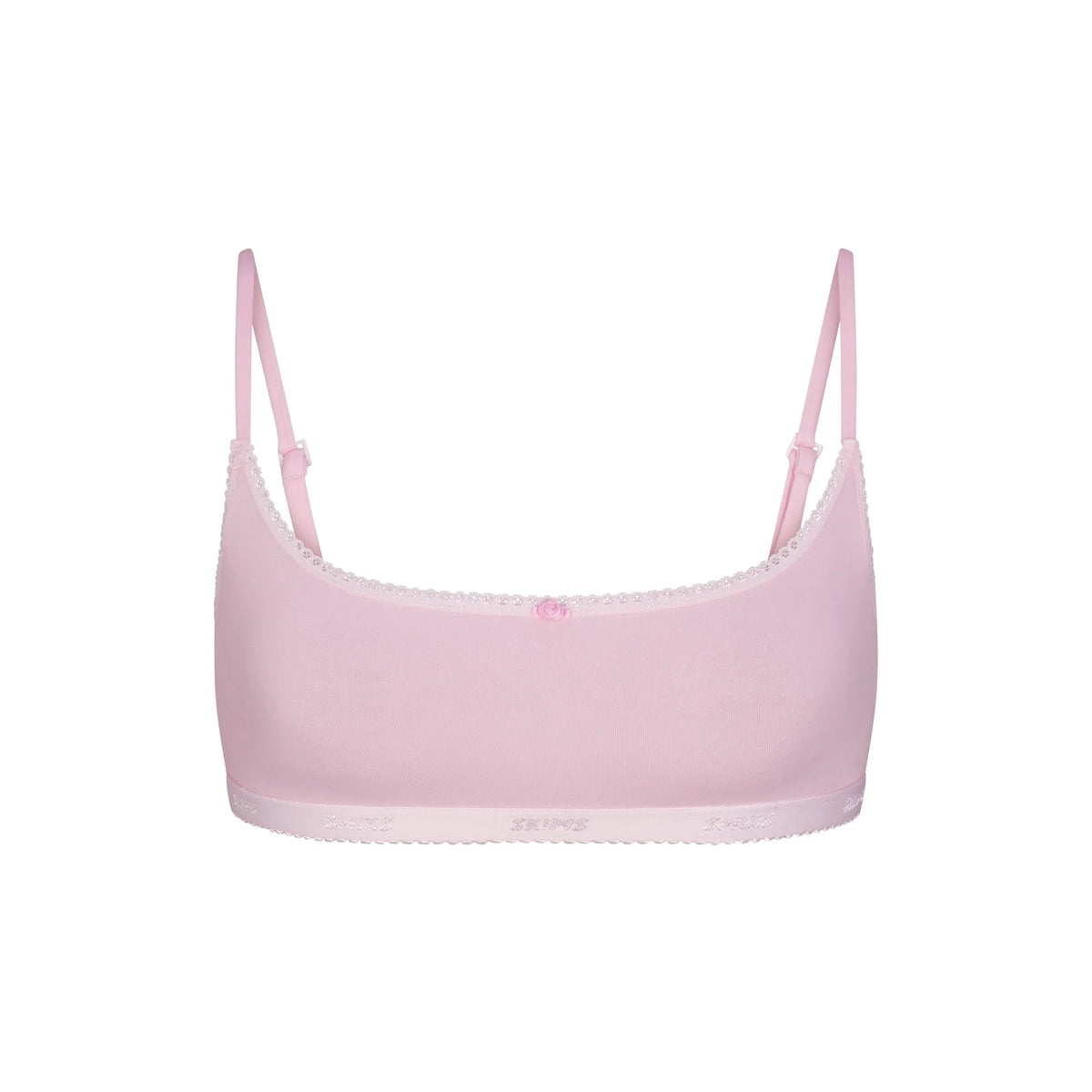 LIGHTWEIGHT COTTON LOGO PICOT SCOOP BRALETTE | PEONY